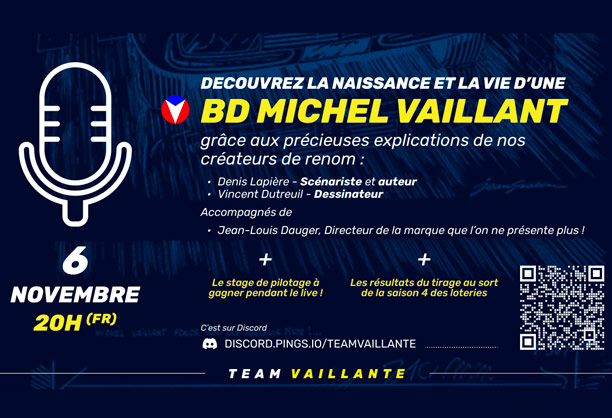 Événement inédit avec ls auteurs de Michel Vaillant sur Discord